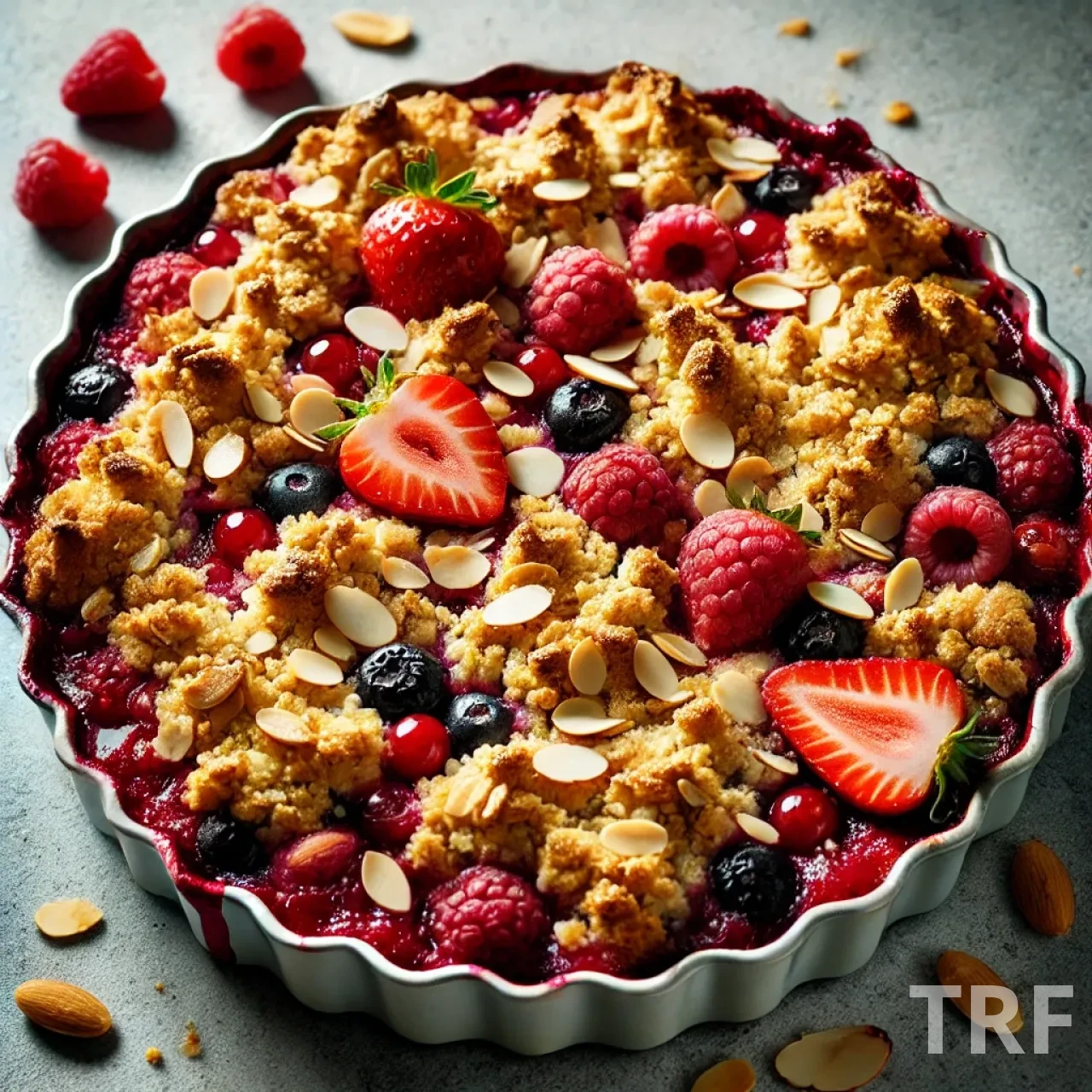 Crumble aux fruits rouges et amandes croustillant