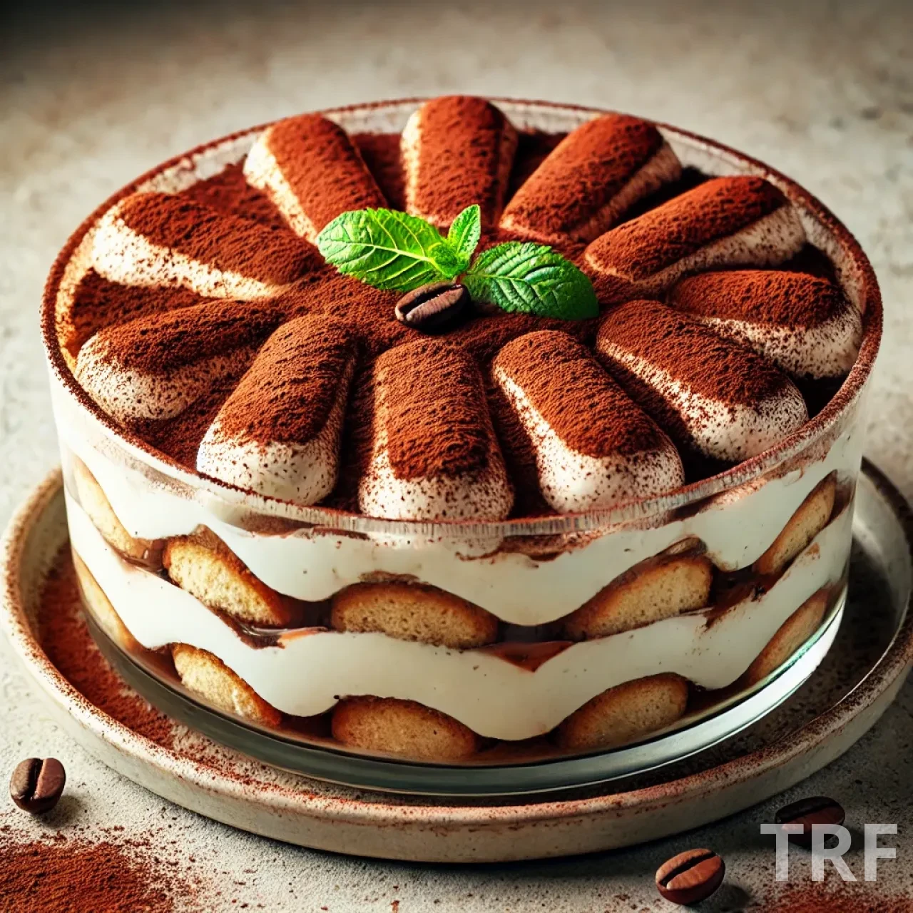 Tiramisu classique italien avec cacao