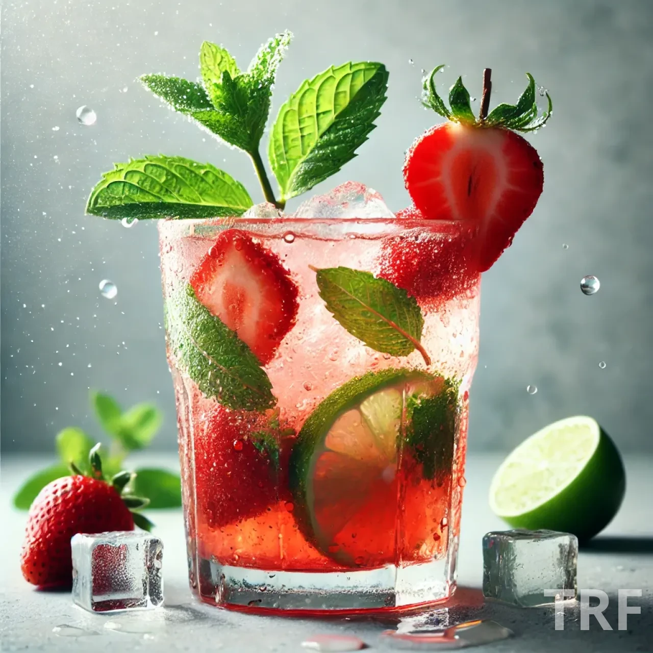 Mojito fraise rafraîchissant avec menthe et fraises