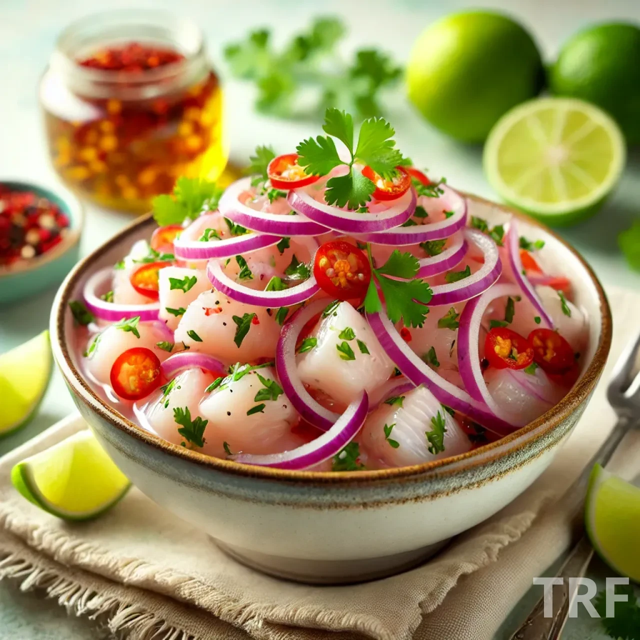 Ceviche de poisson mariné dans du jus de citron vert