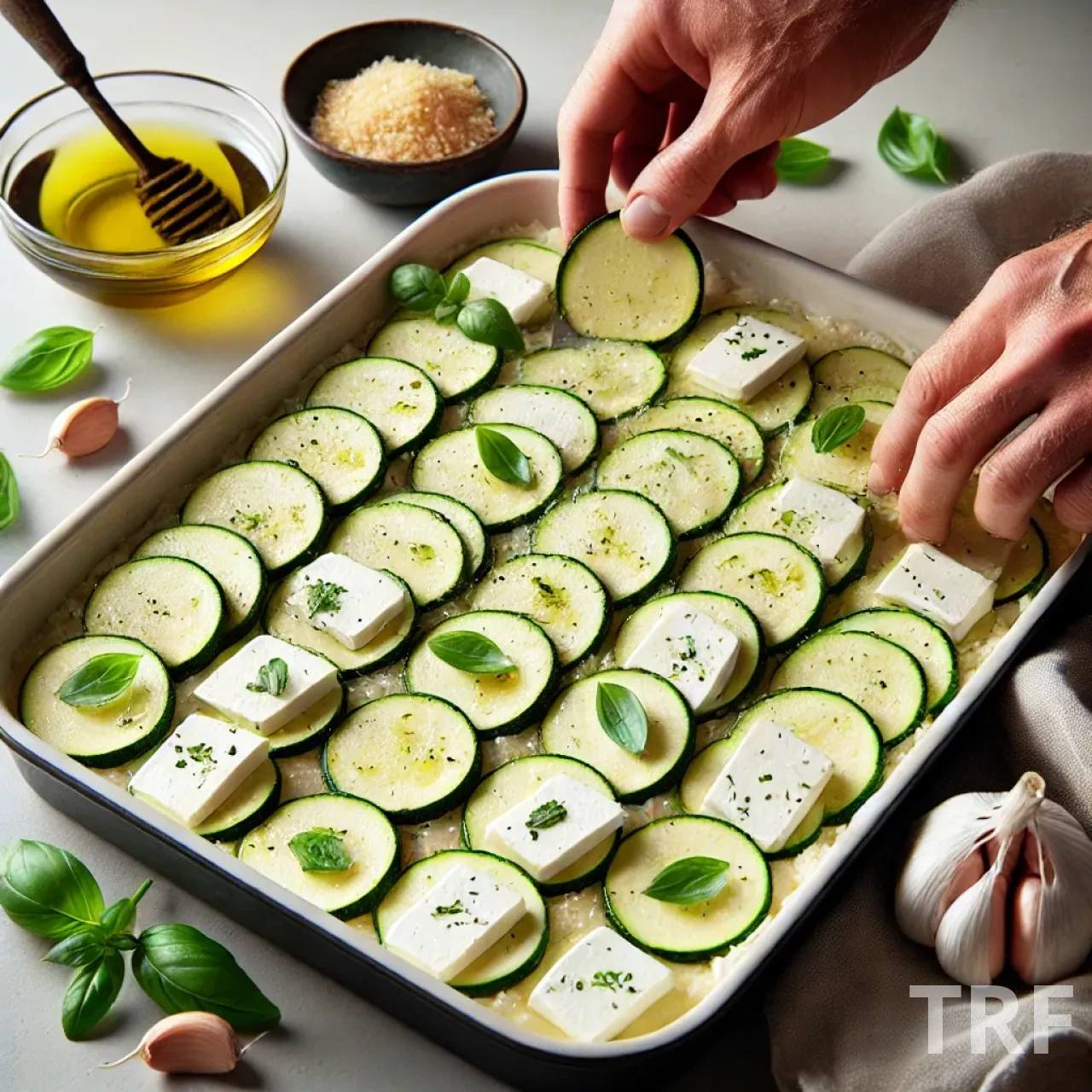 Préparation du gratin de courgettes à la mozzarella