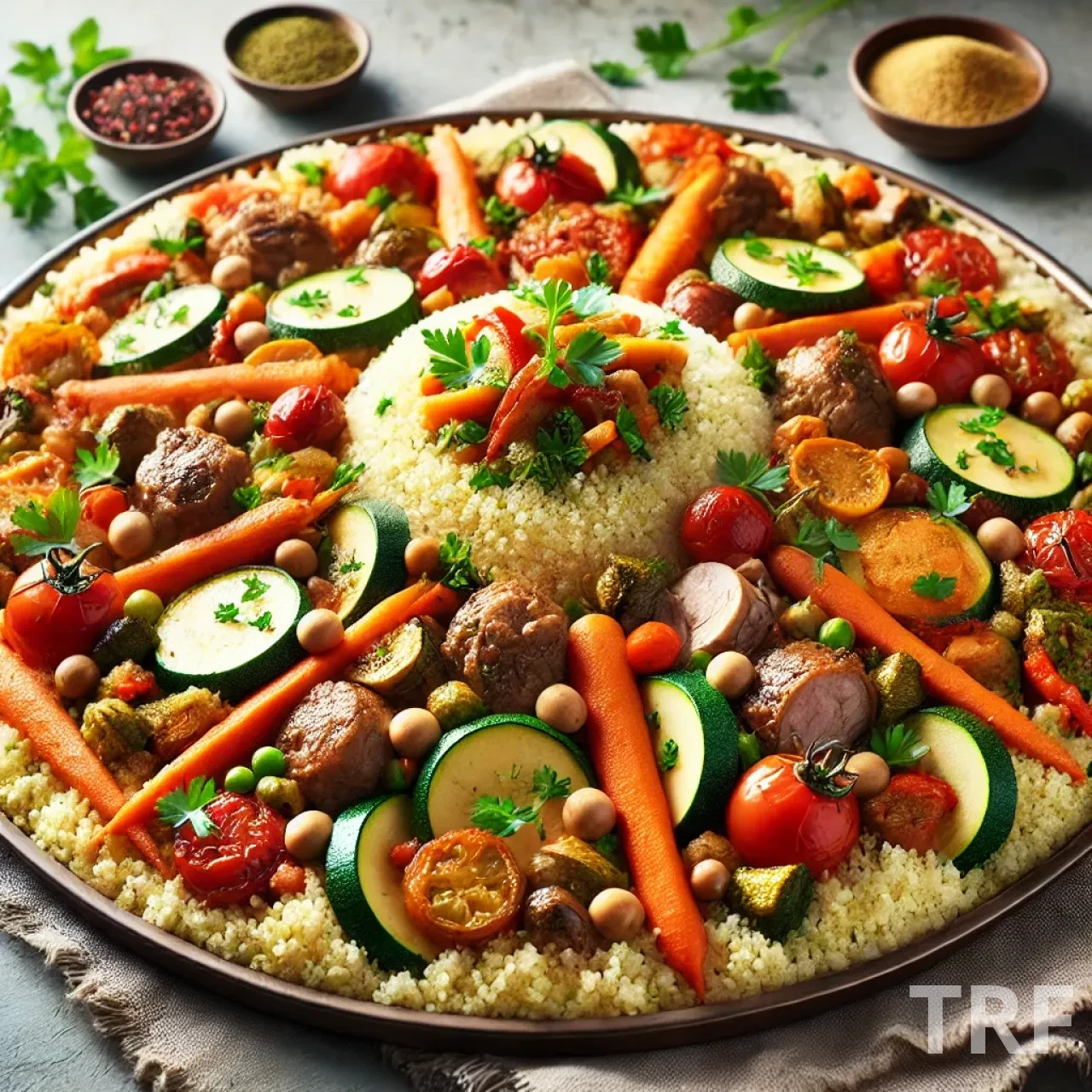 Préparation du Couscous Royal avec légumes et viande