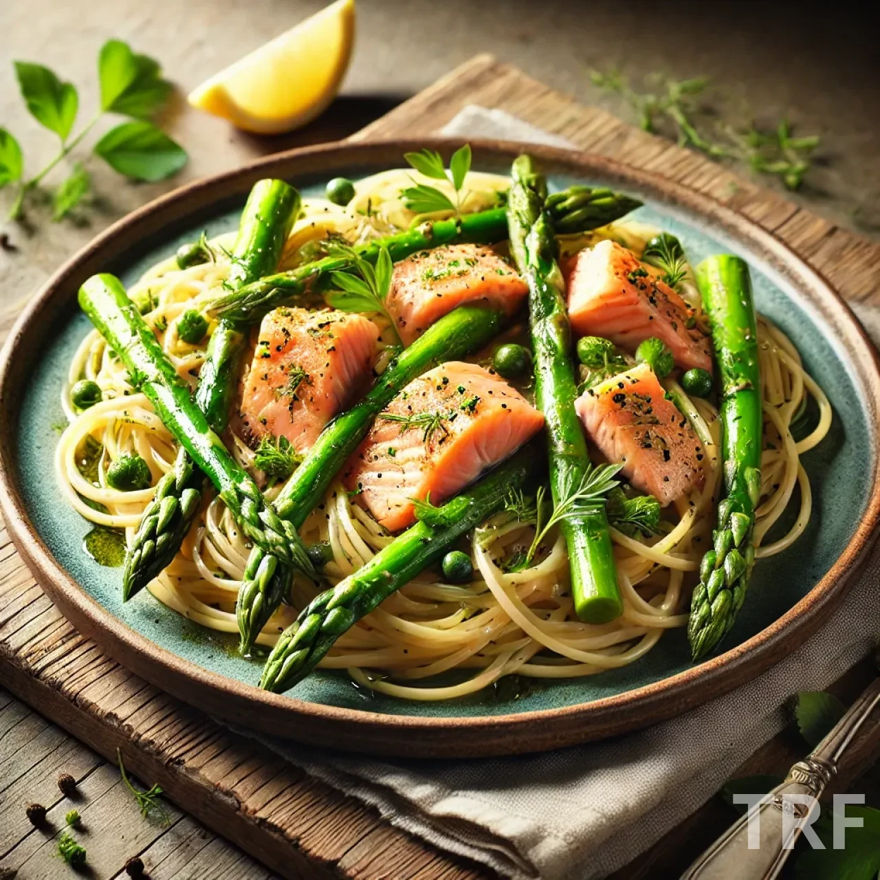 Spaghettis aux Asperges Vertes et Saumon sans gluten, délicieux et léger