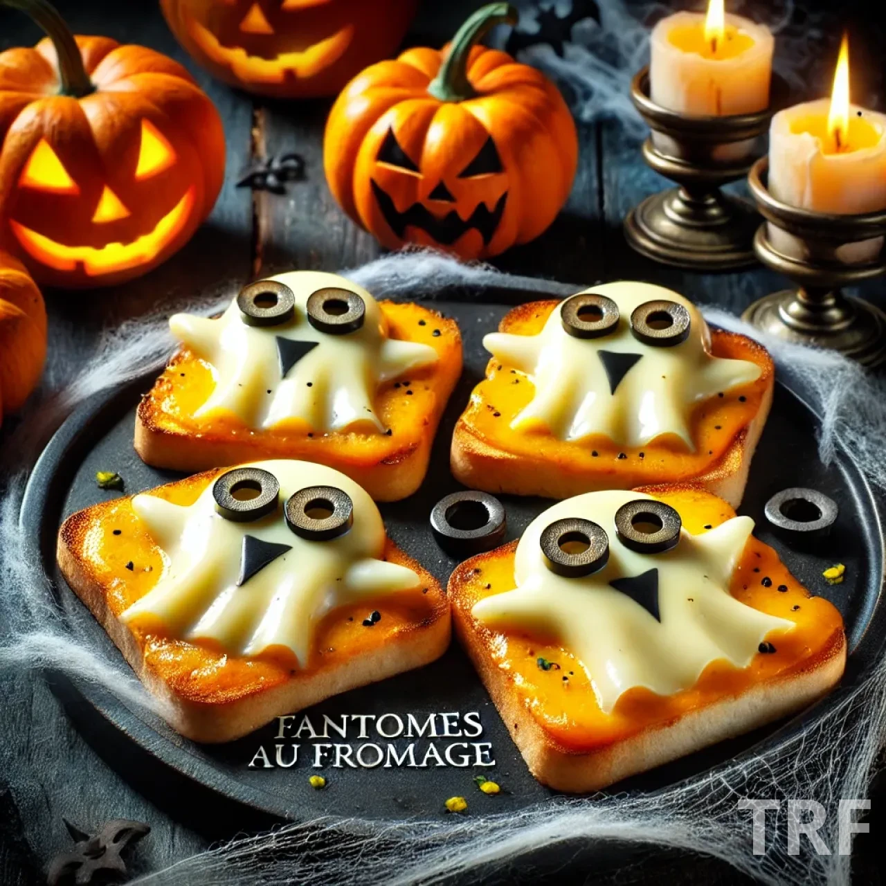 Tartines Fantômes au Fromage pour Halloween, croustillantes et fondantes