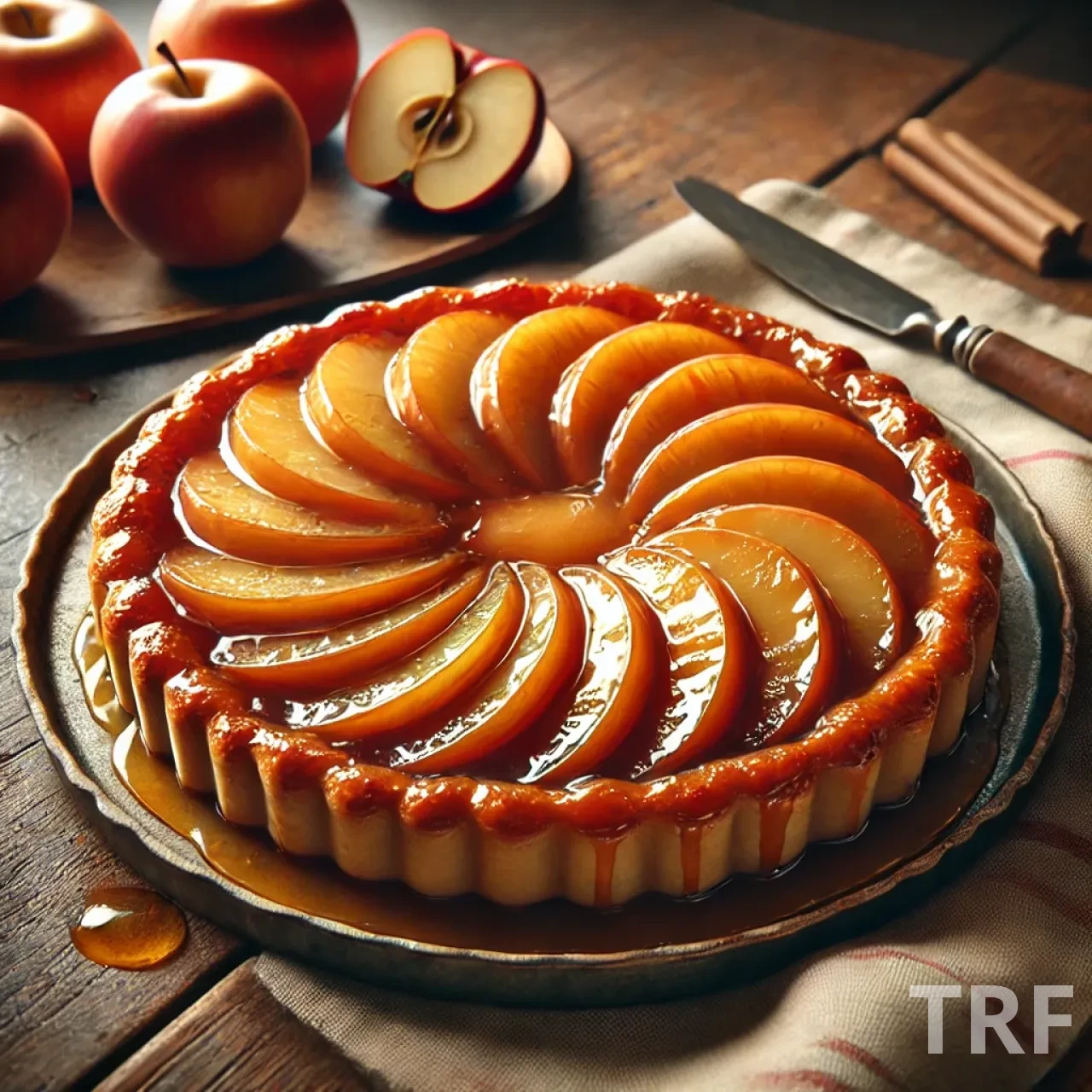 Tarte Tatin, un plat traditionnel français avec pommes caramélisées et pâte croustillante