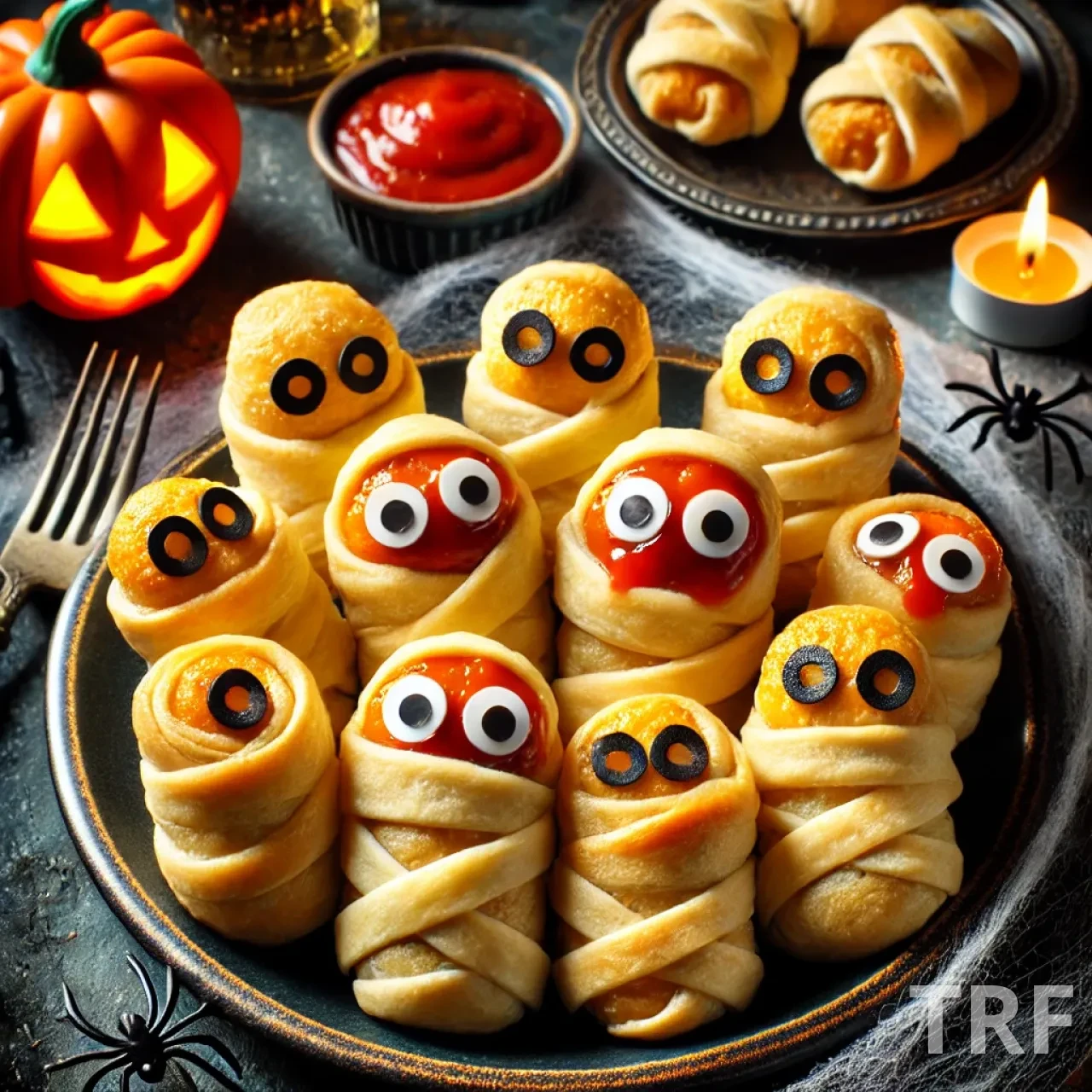 Apéritif Halloween, Mini Momies feuilletées au saucisson, un plat Halloween terrifiant et gourmand