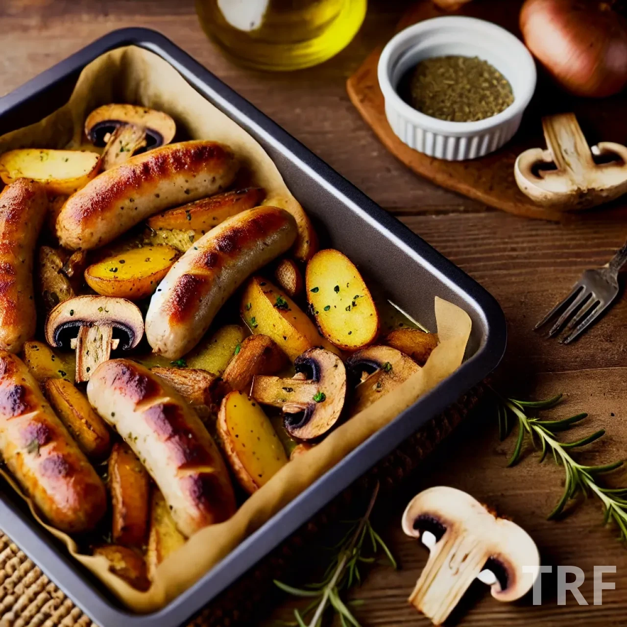 Saucisses Champignons et Pommes de Terre au Four