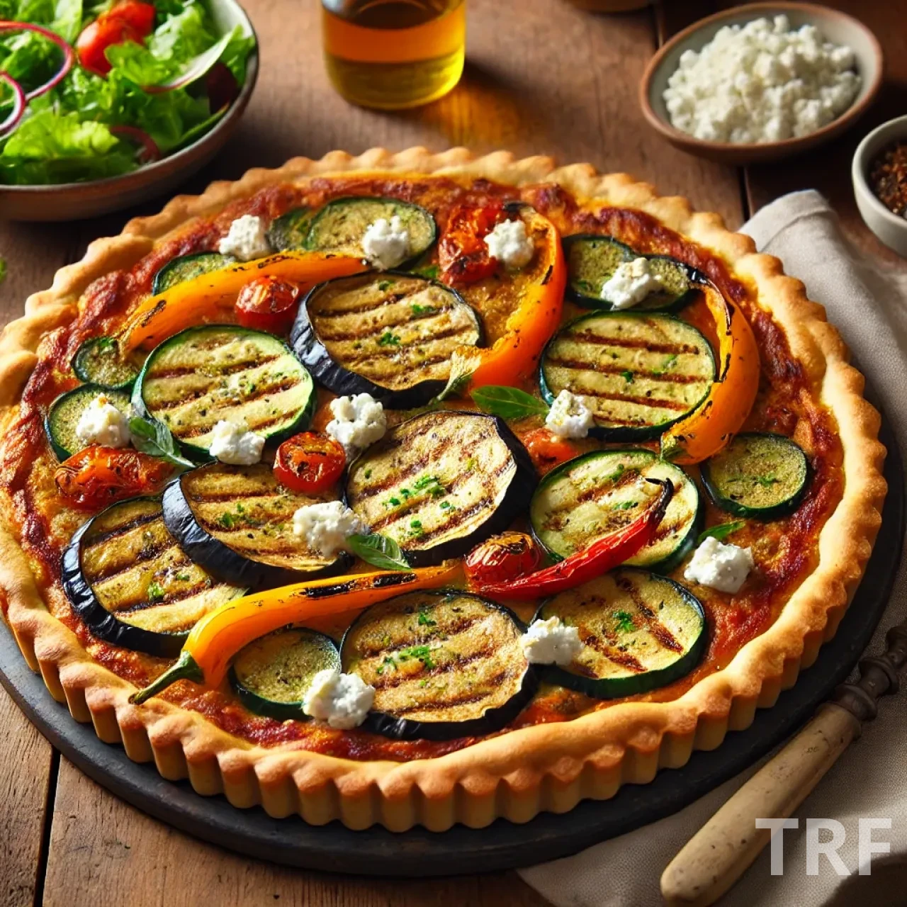 Tarte Rustique aux Légumes Grillés et Fromage de Chèvre