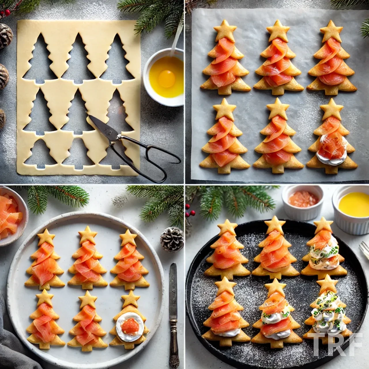 Mini Sapins Feuilletés au Saumon Fumé et Fromage