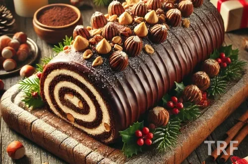 Bûche de Noël Chocolat et Noisette