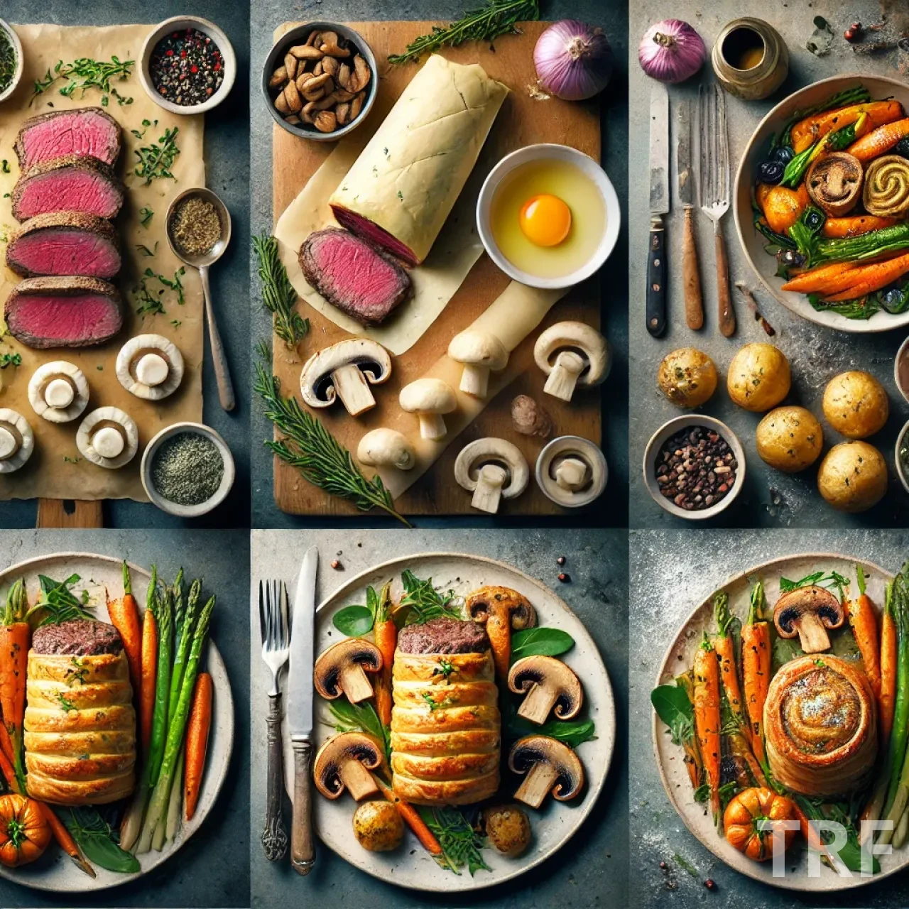 Filet de Boeuf en Croûte aux Herbes et Légumes Rôtis