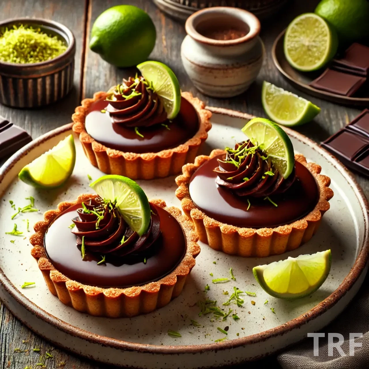 Tartelettes au Chocolat, Gingembre et Citron Vert