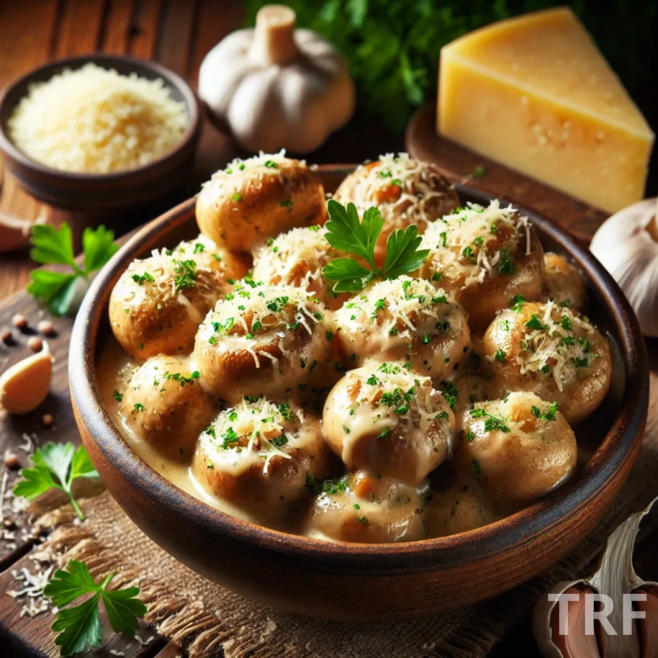 Champignons Crémeux à l’Ail et Parmesan