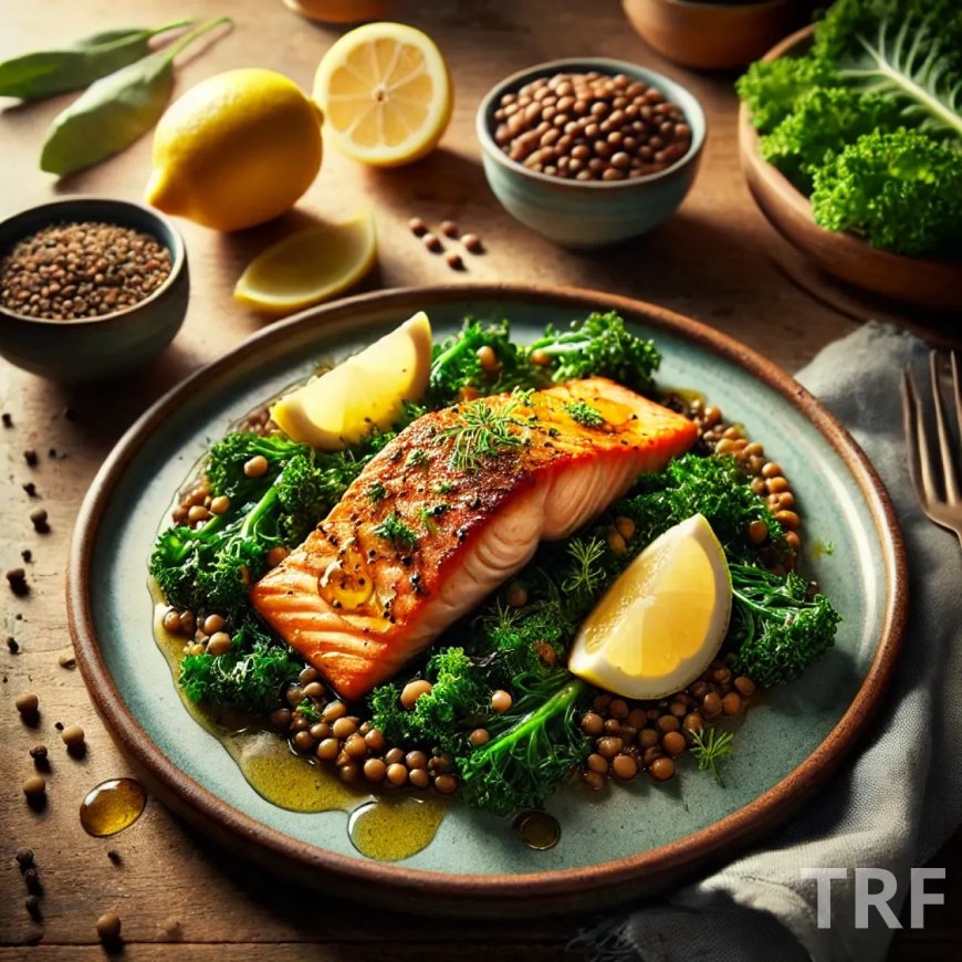 Saumon en portefeuille au four : Recette gourmande avec chou kale et lentilles