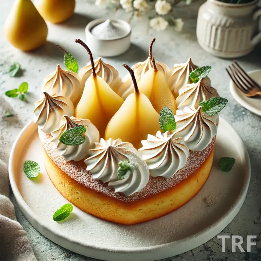 Gâteau au Cœur Meringué aux Poires - Dessert Élégant pour la Saint-Valentin